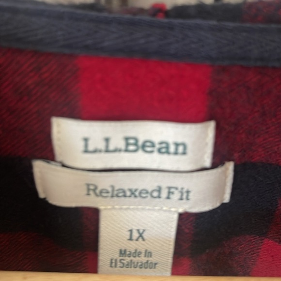 LL Bean red plaid lightweight Hoodie Zip Up Shirt Jacket Relaxed size 1X - Picture 4 of 10